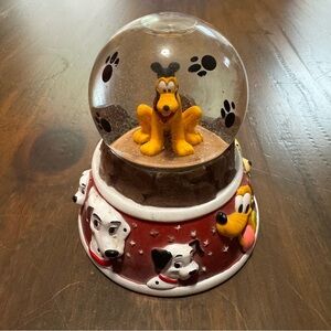 4” High Disney Theme Parks Pluto Snowglobe With Various 3D Disney Characters